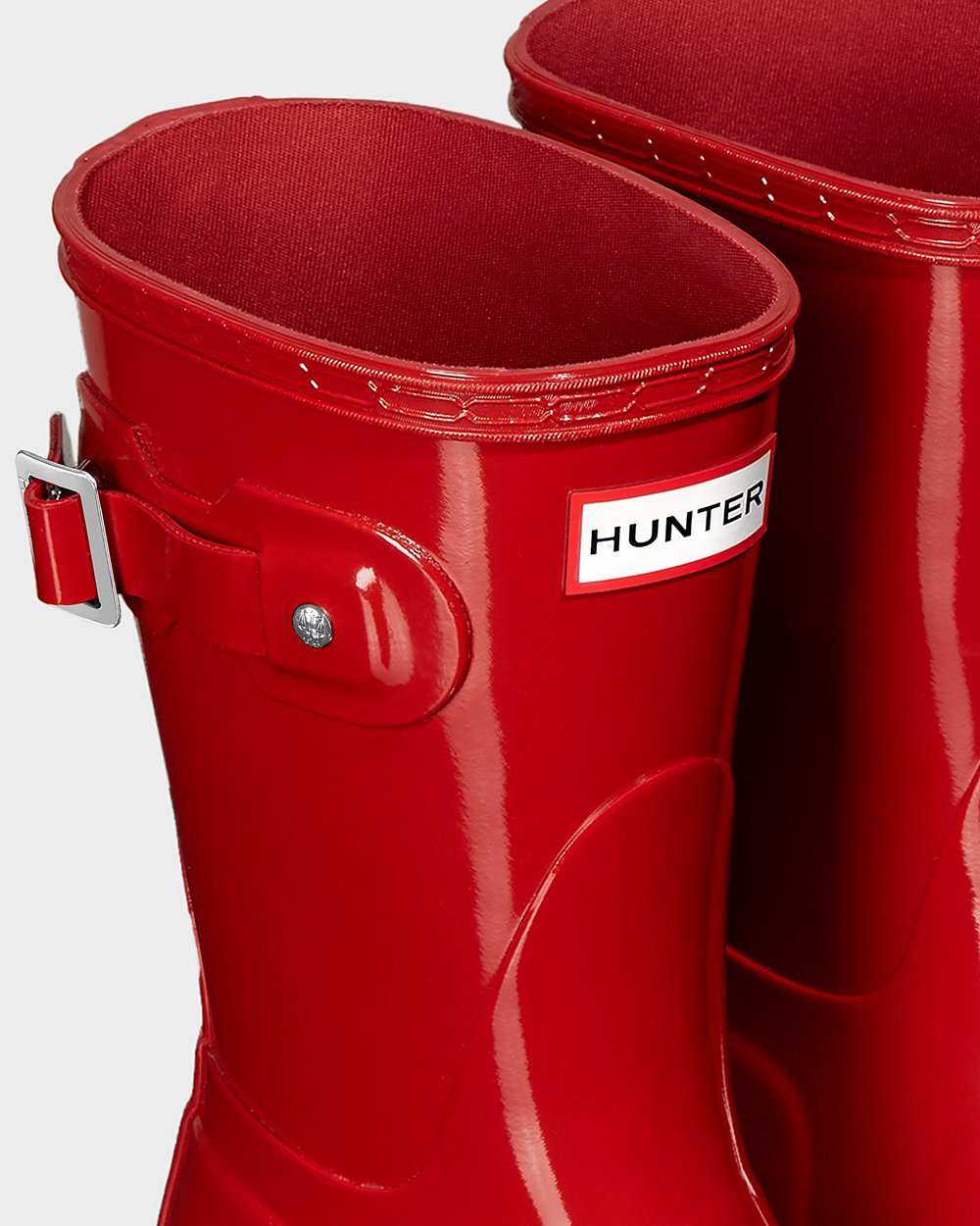 Bottes Courtes de Pluie Hunter Original Gloss Femme Rouge TRHZJYB-91